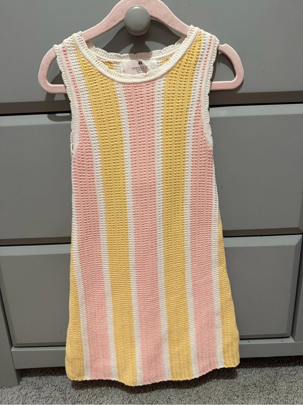 H&M Girls' Striped Knit Tank Dress - Pink, Yellow & White